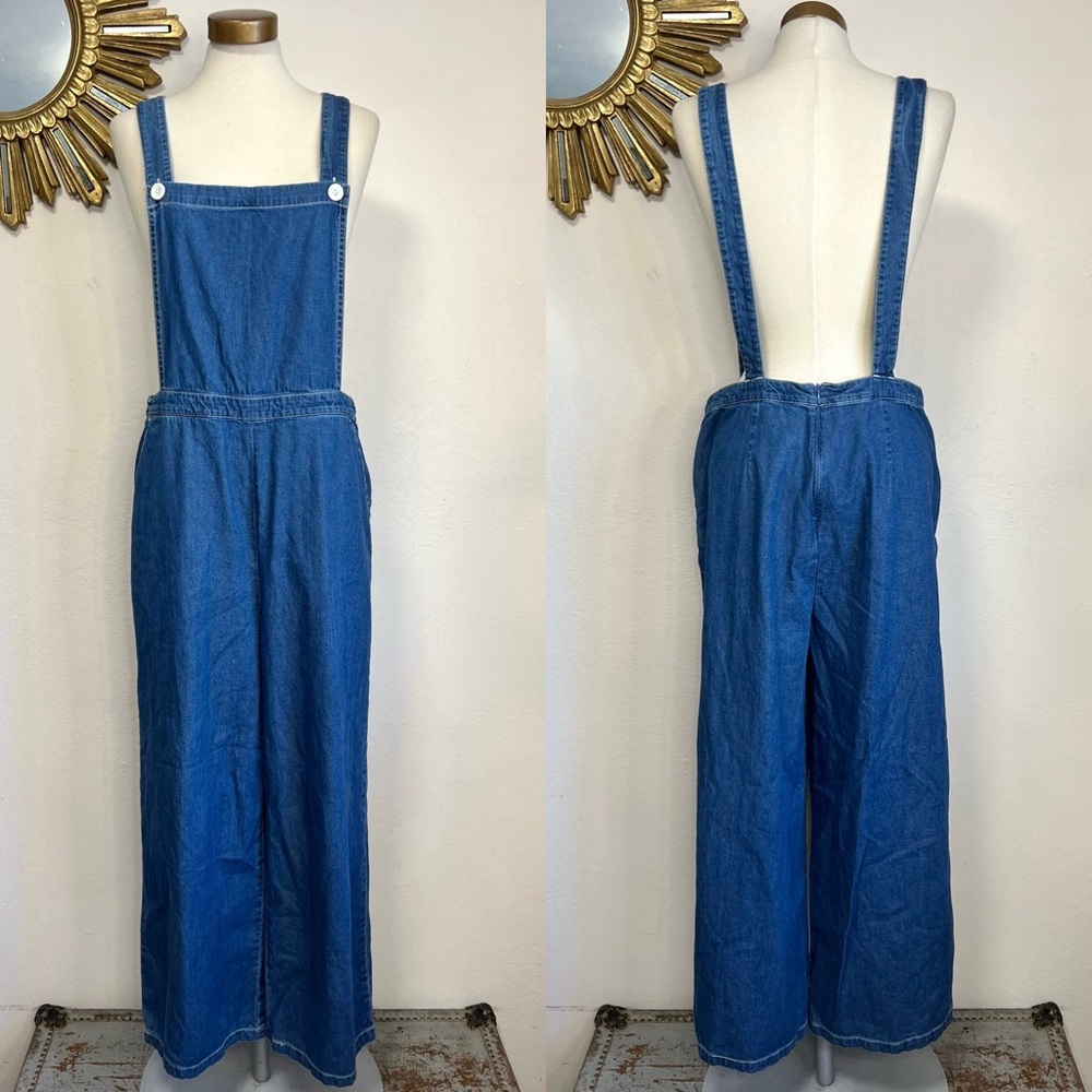 American Apparel Denim Wide Leg Crop Overalls